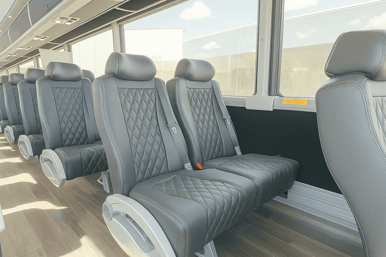 interior of Los Angeles Shuttle Bus Rentals charter bus